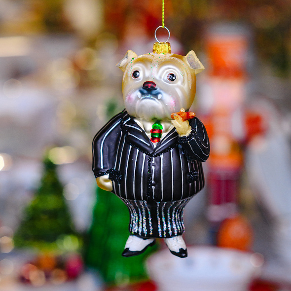 Елочная игрушка "Бульдог Winston (собака)" 14 см