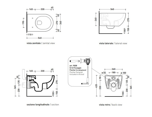 Унитаз подвесной Flaminia App 54х36,  с сиденьем, Fango