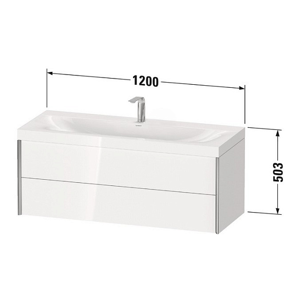 Тумба с раковиной Duravit XViu 120х50, графит матовый, черный профиль