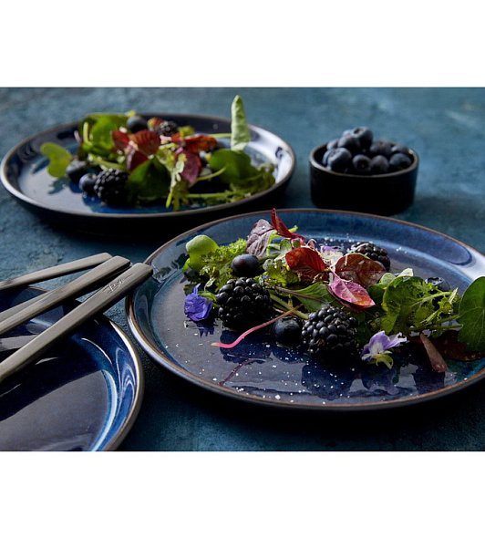 Тарелка салатная Bitz 21 см, чёрная/синяя