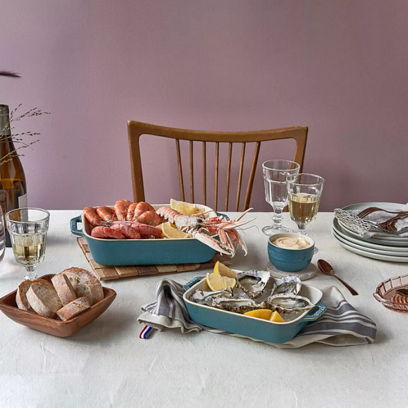 Форма для запекания прямоугольная Staub Ceramic 34x24 см, бирюзовая