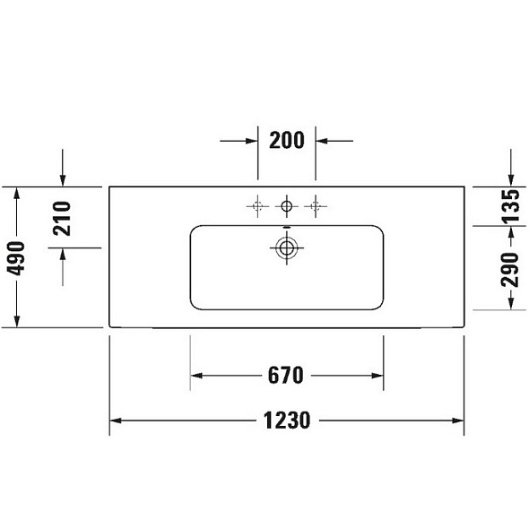Раковина Duravit ME by Starck 123х49 2336120060, подвесная, белая