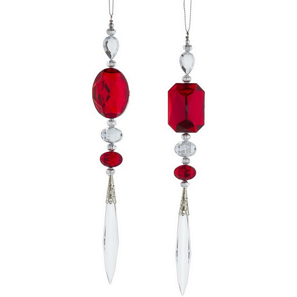 Елочная игрушка "Капля-сосулька" 21 см, в ассортименте, цвет красно-белый