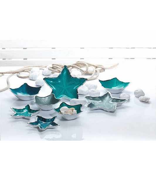 Чаша декоративная "Звезда" 28х4 см, цвет бирюзовый