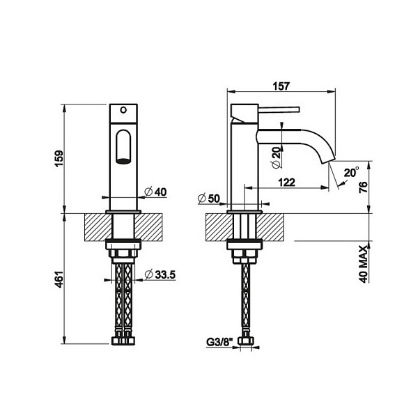 Смеситель для раковины Gessi 316 54002.726, Warm Bronze