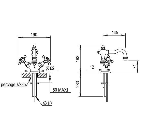 Смеситель для раковины Horus Julia/Victoria 01.208 VB, состаренная бронза