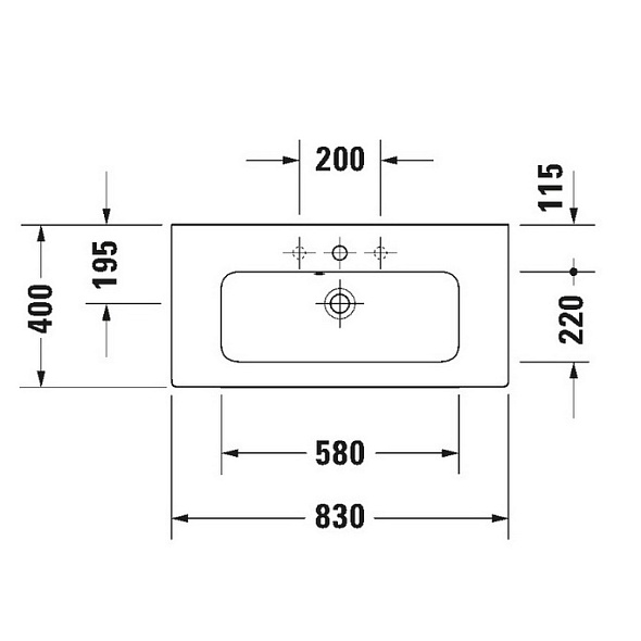Раковина Duravit ME by Starck 83х40, WonderGliss, 23428300001 ,подвесная, белая