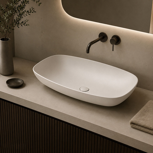 Раковина накладная Flaminia Nuda 75x43 ND75ALAT, latte
