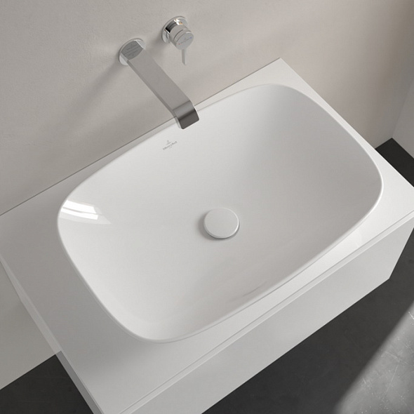 Раковина накладная Villeroy & Boch Loop & Friends 62х42, CeramicPlus, 4A5001R1, из TitanCeram, белая