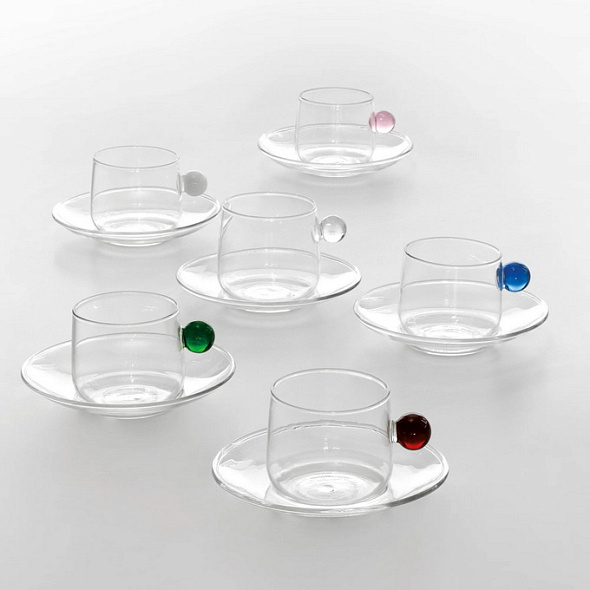 Чашка кофейная с блюдцем Bilia 120 мл, прозрачная