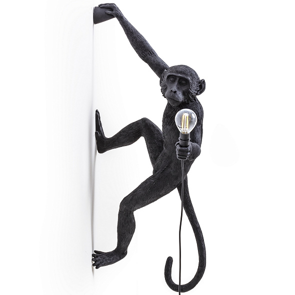 Лампа настенная Seletti Monkey Lamp Hanging 65 см, черная, версия 2