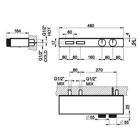 Внешняя часть Gessi HI-FI 63022.299 смесителя термостатического, черный матовый