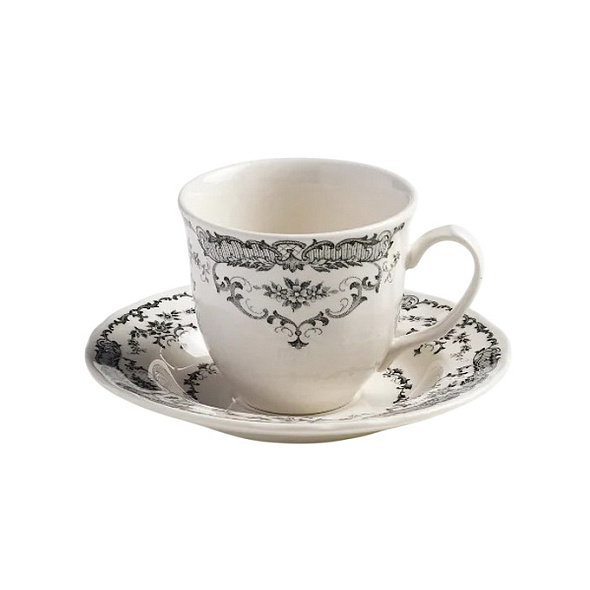 Чашка кофейная с блюдцем Rose Black 200 мл