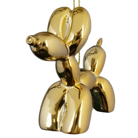Елочная игрушка "Надувная собака" 7,6 см, цвет золото