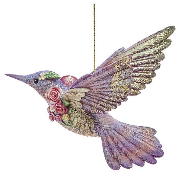 Елочная игрушка "Колибри" 12 см, лиловая