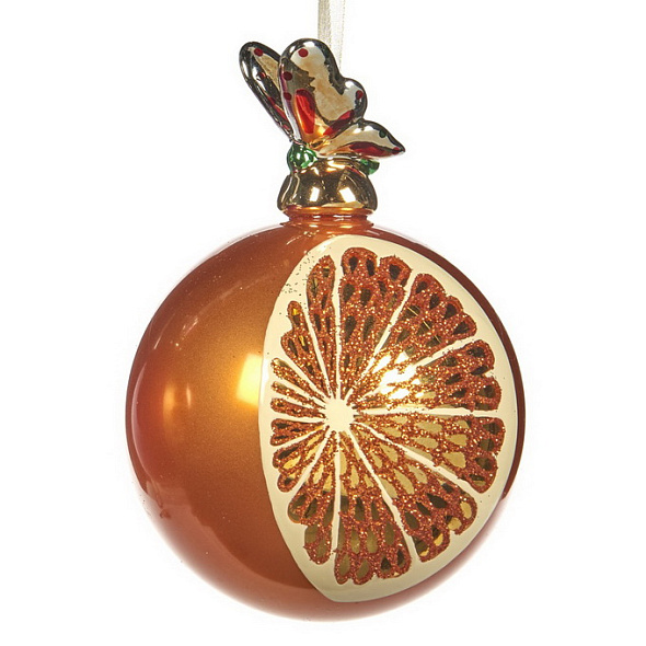 Елочный шар "Мандарин" 11,5 см, оранжевый