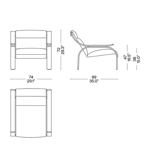 Кресло Cassina Woodline, Grafite