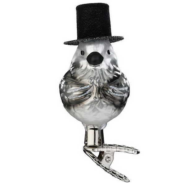 Игрушка на елку на клипсе "Птичка-жених" 7,5 см