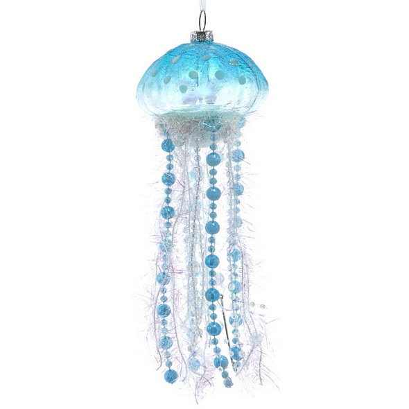 Елочная игрушка "Медуза Светящаяся" 21,5 см, голубая