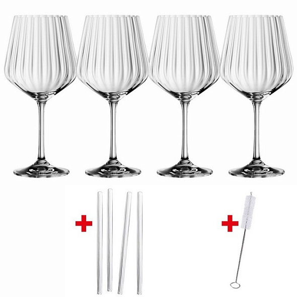 Набор бокалов для джина с трубочками Gin&Tonic 640 мл, 4 шт