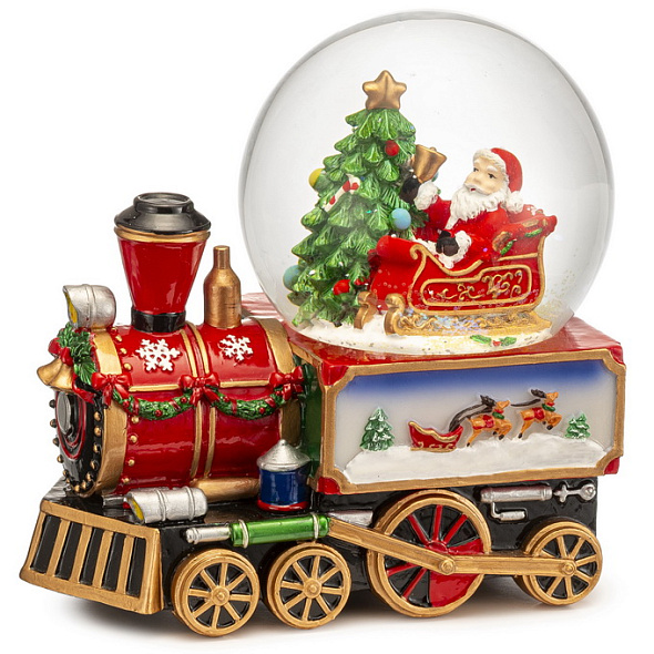 Фигурка музыкальная "Снежный шар: Поезд" 10 см