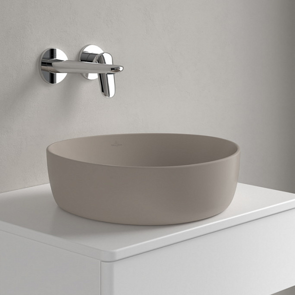 Раковина накладная Villeroy & Boch Antao 40х40, CeramicPlus, 4A7240AM, из TitanCeram, Almond