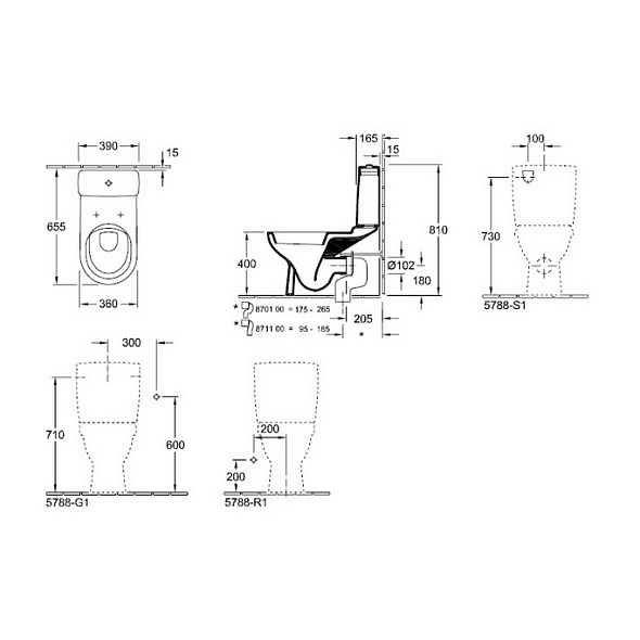 Унитаз напольный Villeroy&Boch O.Novo 4606R001, комплект, белый