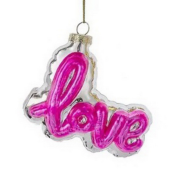 Елочная игрушка "Love" 9,5 см, розовая