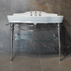 Консоль Devon&Devon Melody, раковина 110x58, ножки хром, стеклянная полка