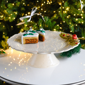 Блюдо для торта на ножке Coroa De Natal 35,5 см, белое