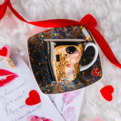 Чашка для эспрессо с блюдцем "Поцелуй" 100 мл, черная