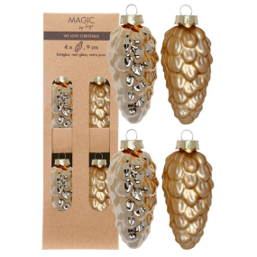 Набор елочных игрушек "Шишки" 9 см, 4 шт, цвет золото
