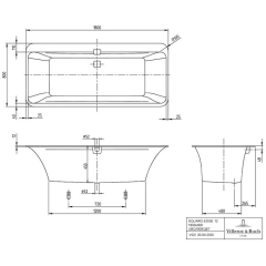 Ванна квариловая Villeroy & Boch Squaro Edge 12 180х80 UBQ180SQE7PDV-01