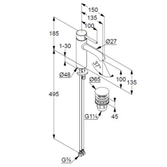 Смеситель для раковины Kludi Bozz 100, с клапаном Click-Clack, хром
