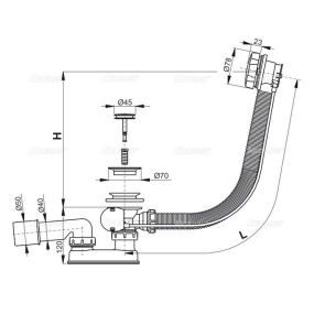 Сифон для ванны AlcaPlast A55K-80, удлиненный 80 см, хром