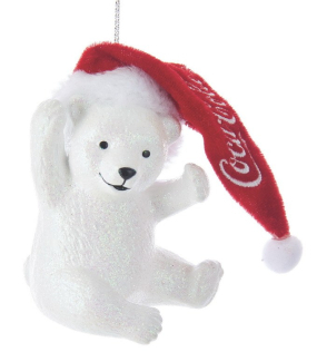 Новогодняя игрушка "Полярный мишка в шапке Coca-Cola" 10 см