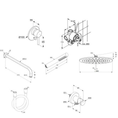 Душевая система Kludi Bozz 7в1, 38736N076, золото брашированное