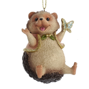 Елочная игрушка "Веселый ежик с бабочкой сидит" 7,6 см