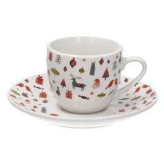 Набор чашек для эспрессо с блюдцами Christmas Candy 80 мл, 12 предметов