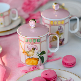 Кружка с крышкой "Розовая мухоловка" Swarovski Idyllia 390 мл