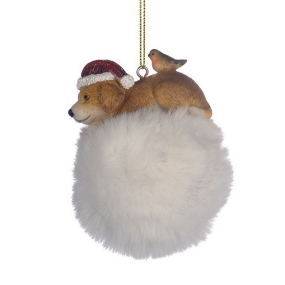 Елочная игрушка "Щенок на снежке" 8 см