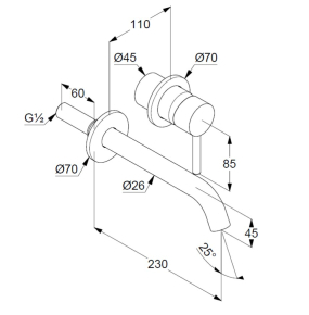 Внешняя часть Kludi Bozz 38245N076 смесителя для раковины, золото