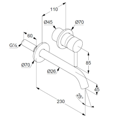 Внешняя часть Kludi Bozz 38245N076 смесителя для раковины, золото