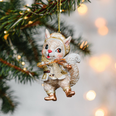 Игрушка на елку "Белочка со скрипкой" 9,5 см