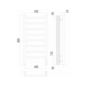 Полотенцесушитель Terminus Аврора 85х40, электрический, матовое золото