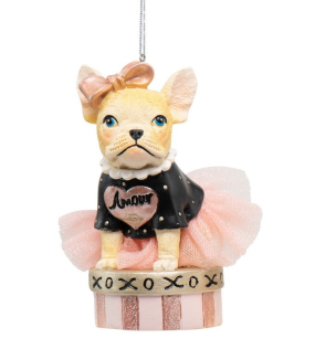 Елочная игрушка "Французский бульдог - девочка" 6,3 см