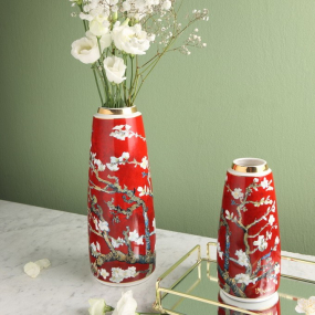 Ваза "Цветущие ветки миндаля" 26,5 см, красная