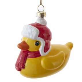 Елочная игрушка "Утка в шапке-ушанке" 9 см