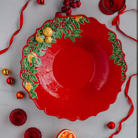Блюдо сервировочное глубокое Coroa De Natal 41,7см, красное