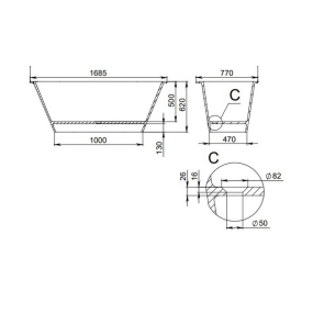 Ванна Holbi Galatea 169х77 L, из Soft Rock, белая матовая